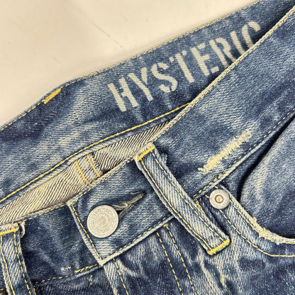 HYSTERIC GLAMOUR ヒステリックグラマー 0263AP19 インディゴ スタッズポケット ヒスガールペイント ストレートデニムパンツ ボトムス