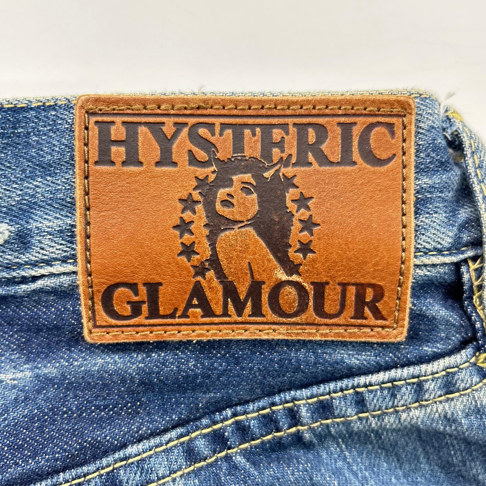 HYSTERIC GLAMOUR ヒステリックグラマー 0263AP19 インディゴ スタッズポケット ヒスガールペイント ストレートデニムパンツ ボトムス