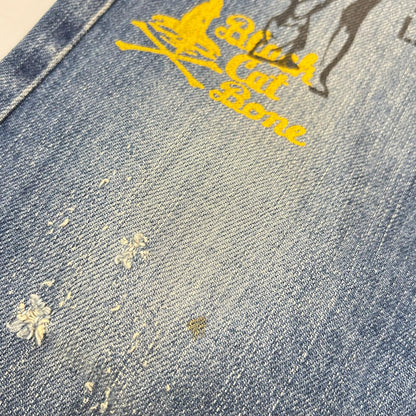 HYSTERIC GLAMOUR ヒステリックグラマー 0263AP19 インディゴ スタッズポケット ヒスガールペイント ストレートデニムパンツ ボトムス