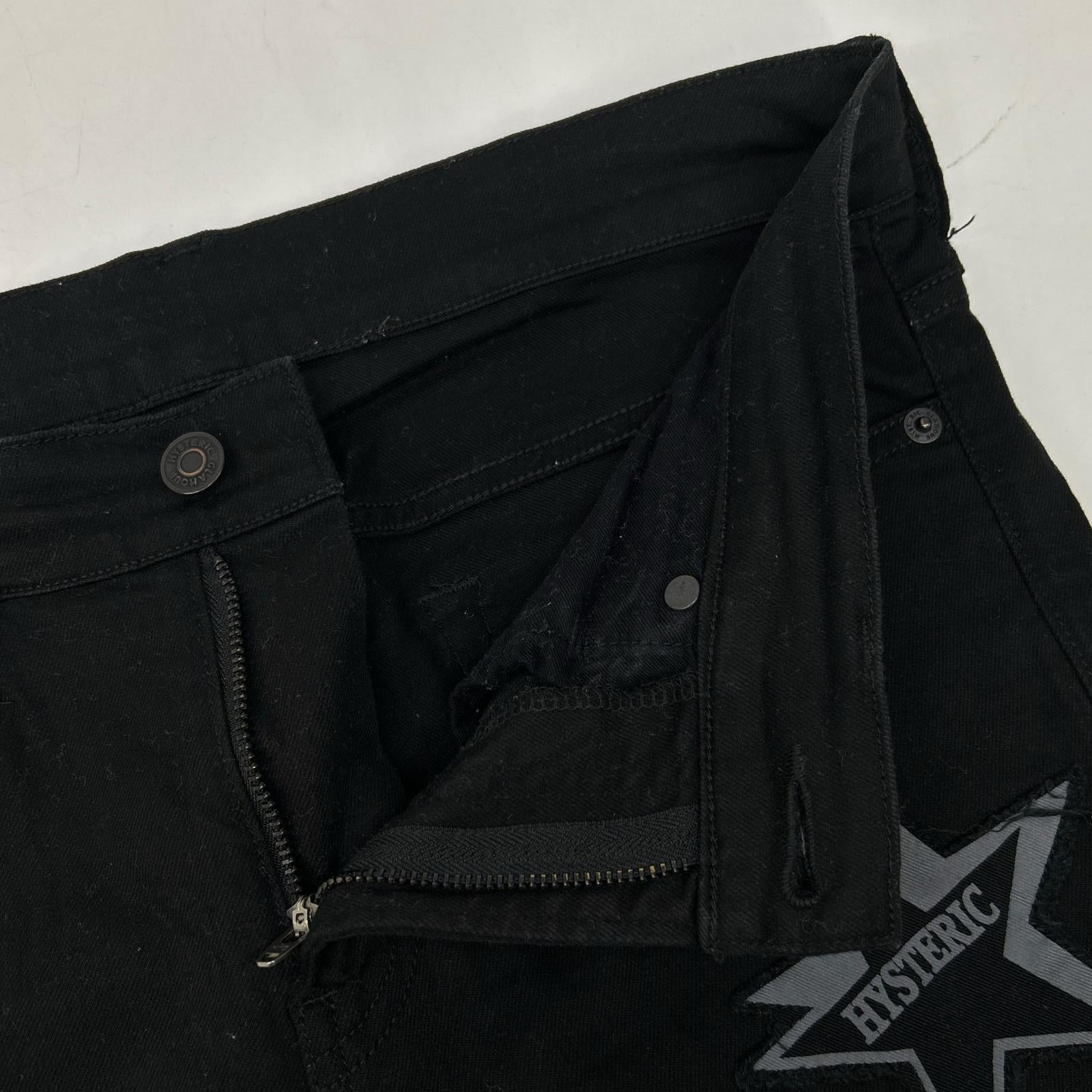 HYSTERIC GLAMOUR ヒステリックグラマー 02193AP11 ブラック LOGO PATCH ワッペンデニムパンツ ボトムス