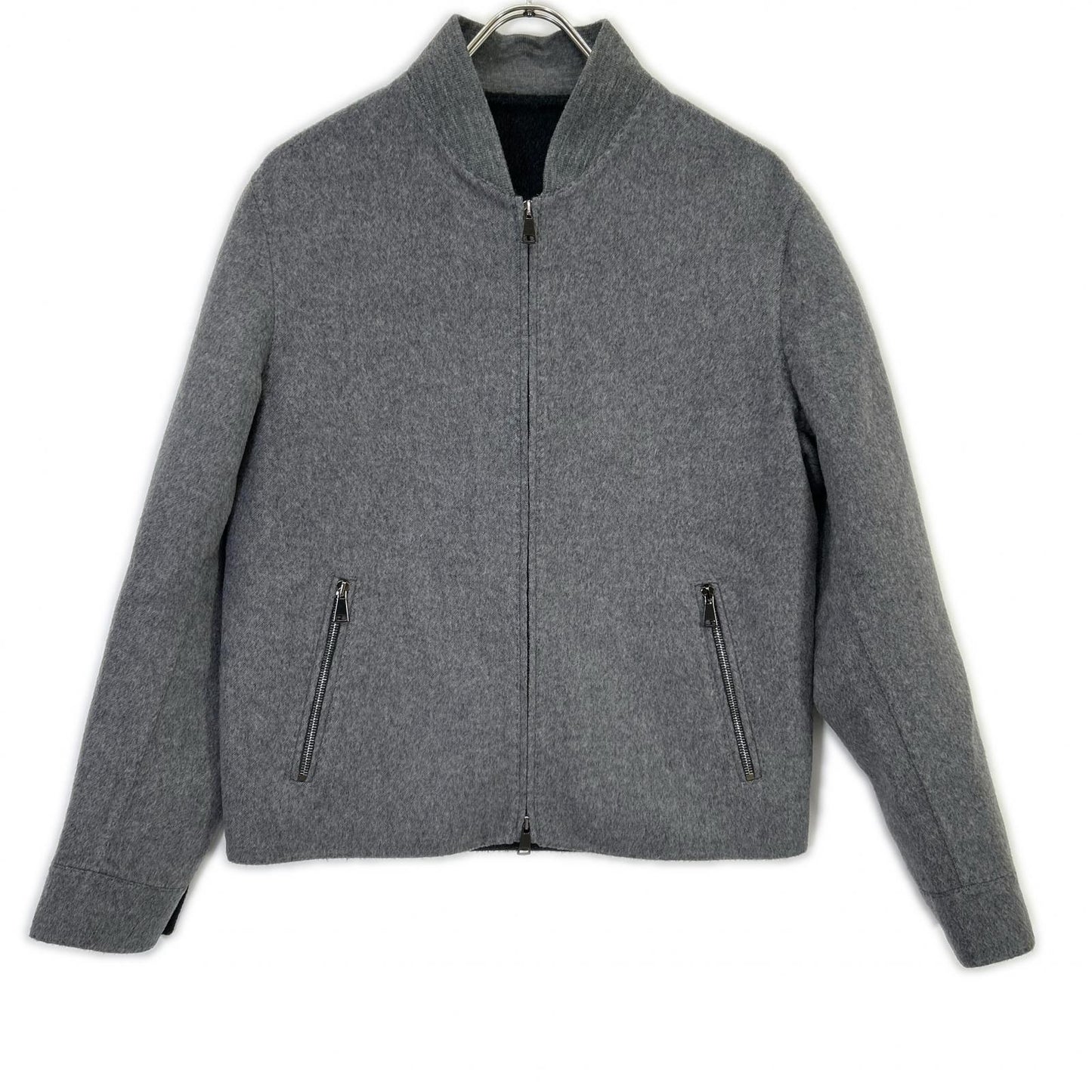 RING JACKET Ring Jacket 59083F06B Light Grey Wool-Cashmere Double-Face Zip-Up Jacket