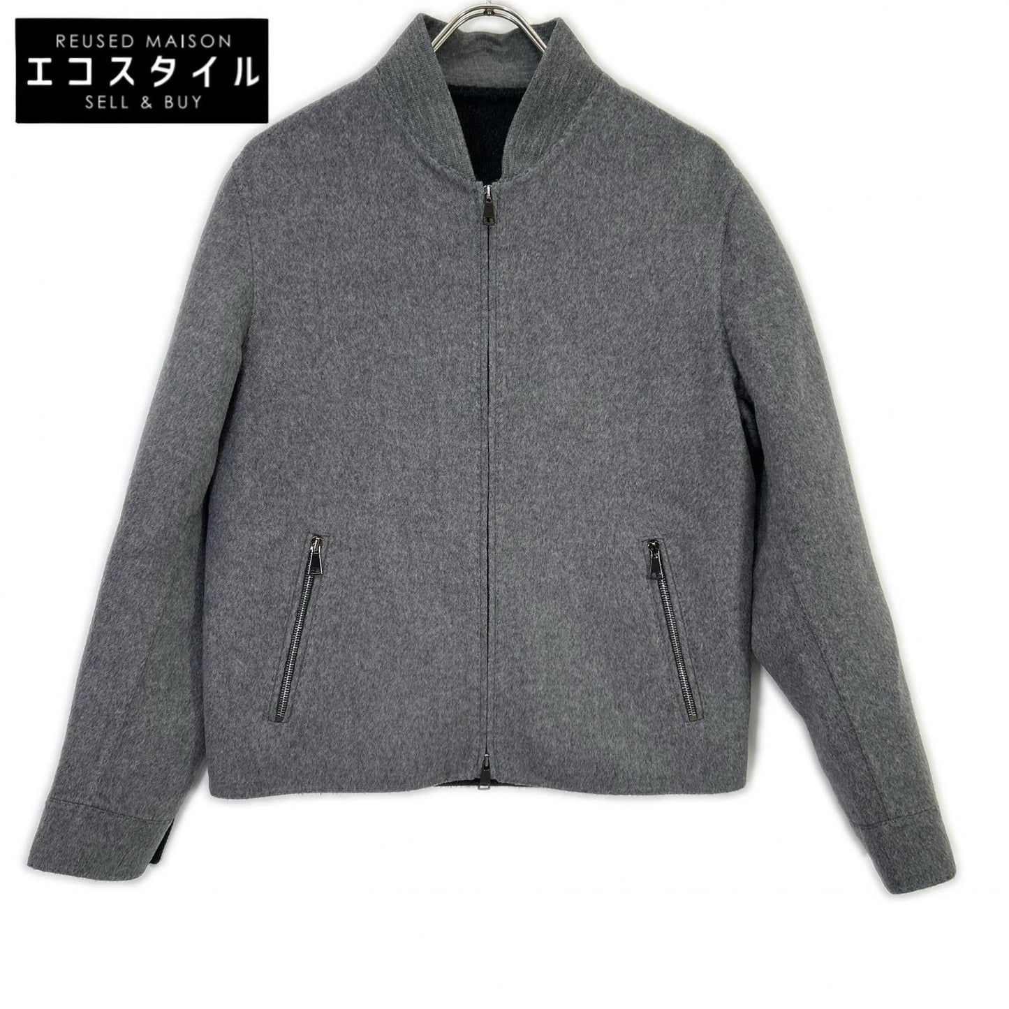 RING JACKET Ring Jacket 59083F06B Light Grey Wool-Cashmere Double-Face Zip-Up Jacket