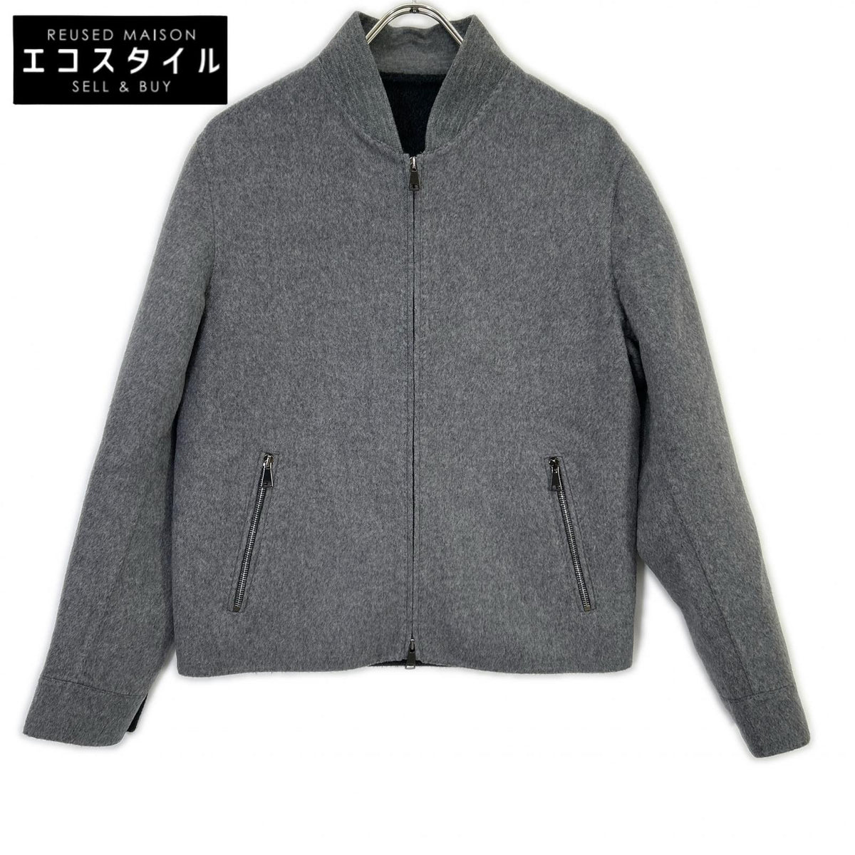 RING JACKET Ring Jacket 59083F06B Light Grey Wool-Cashmere Double-Face Zip-Up Jacket