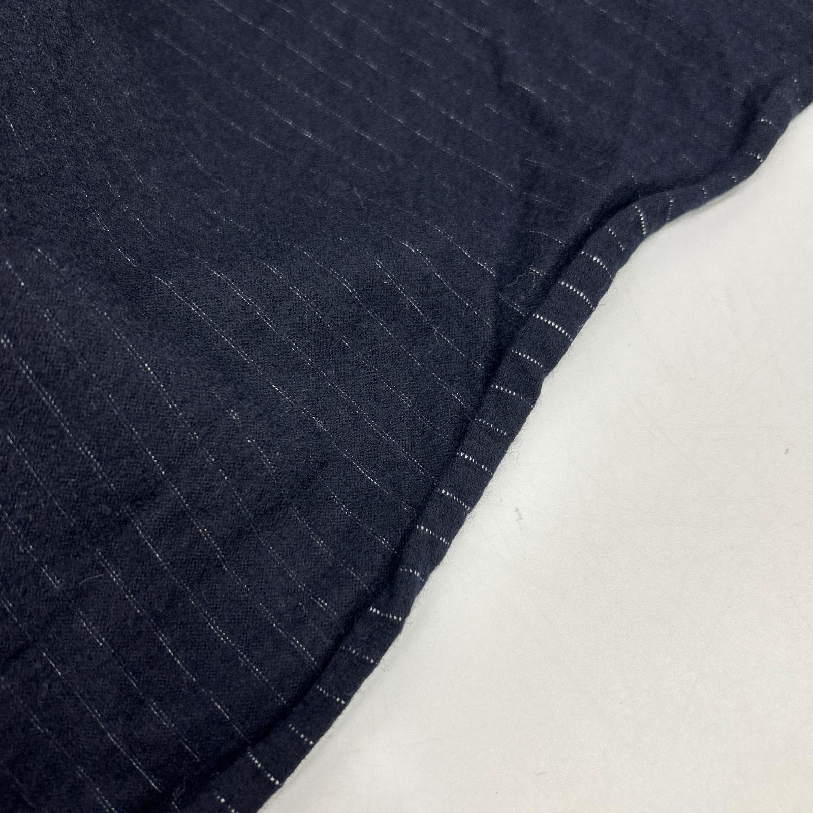 KANEMASA カネマサ ネイビー HIGH GAUGE MILLED WOOL STRIPE SHIRTS トップス