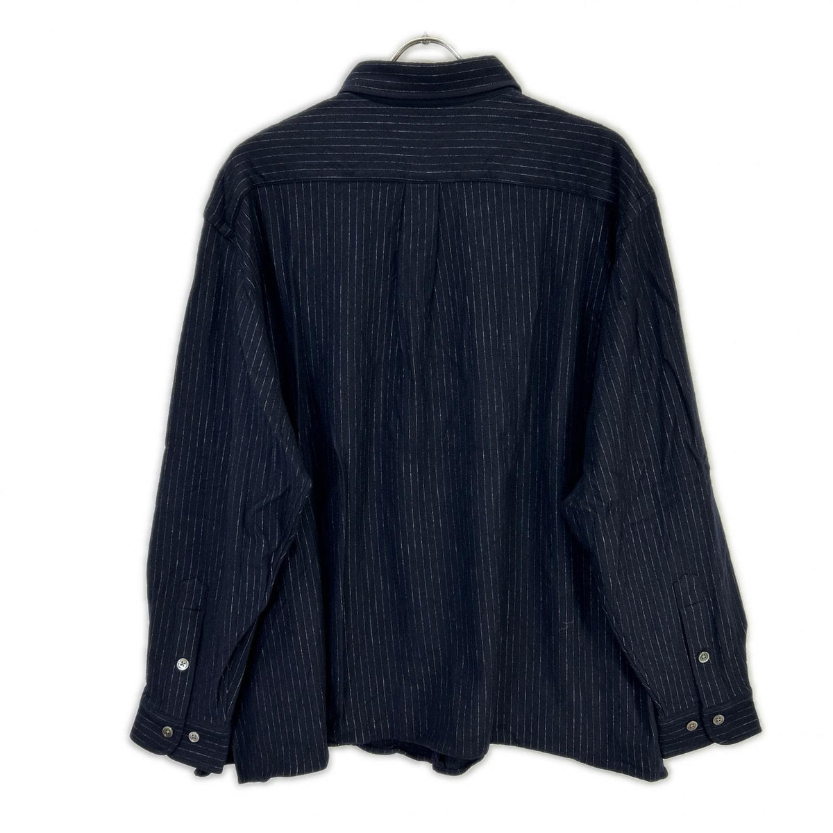 KANEMASA カネマサ ネイビー HIGH GAUGE MILLED WOOL STRIPE SHIRTS トップス