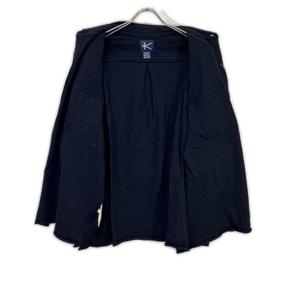 KANEMASA カネマサ ネイビー HIGH GAUGE MILLED WOOL STRIPE SHIRTS トップス