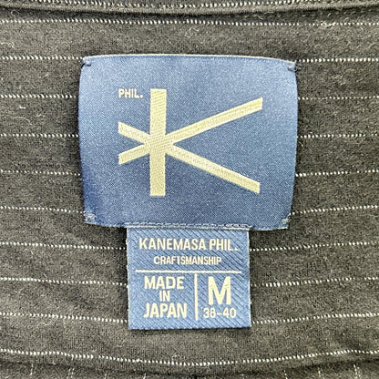 KANEMASA カネマサ ネイビー HIGH GAUGE MILLED WOOL STRIPE SHIRTS トップス