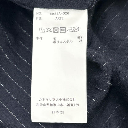 KANEMASA カネマサ ネイビー HIGH GAUGE MILLED WOOL STRIPE SHIRTS トップス