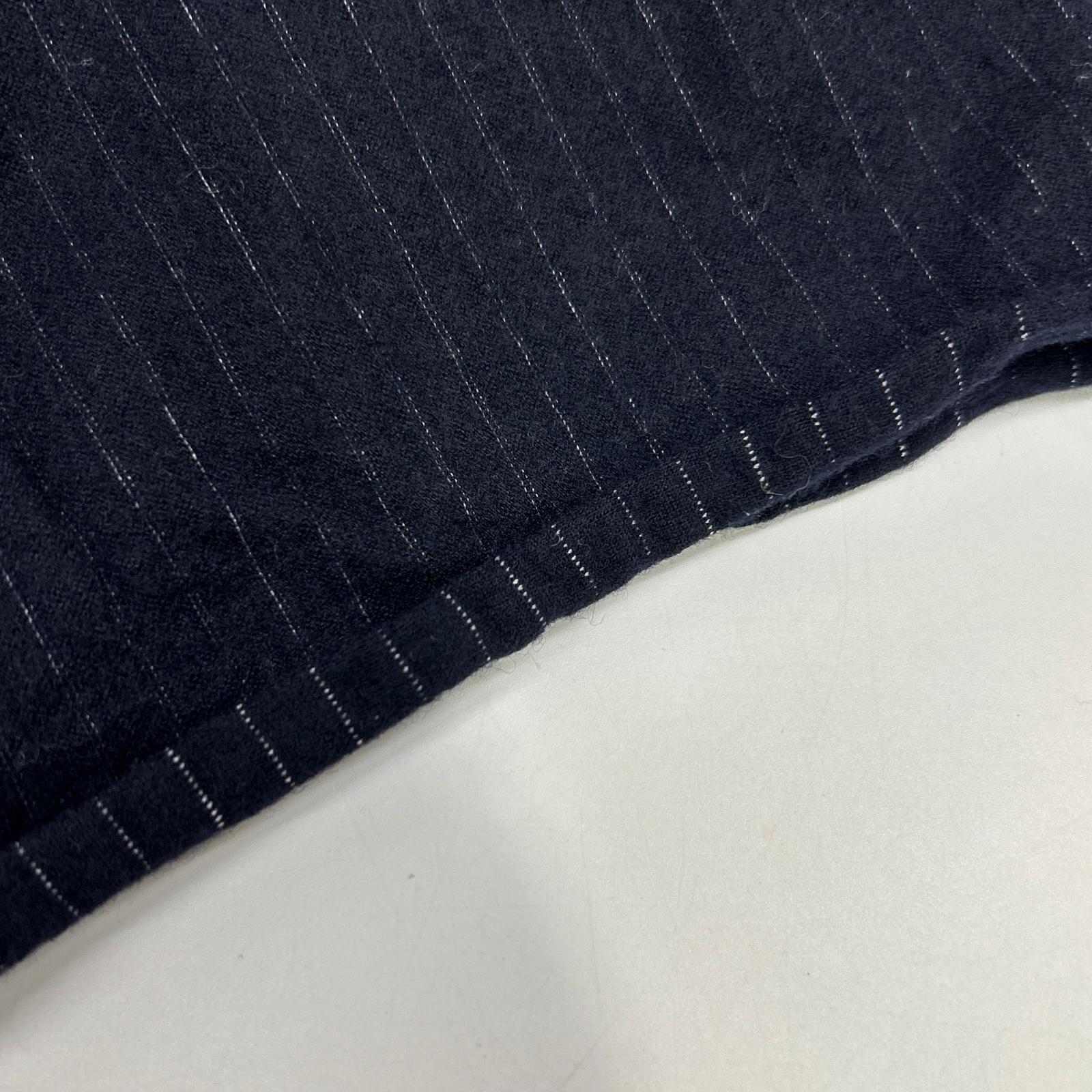 KANEMASA カネマサ ネイビー HIGH GAUGE MILLED WOOL STRIPE SHIRTS トップス