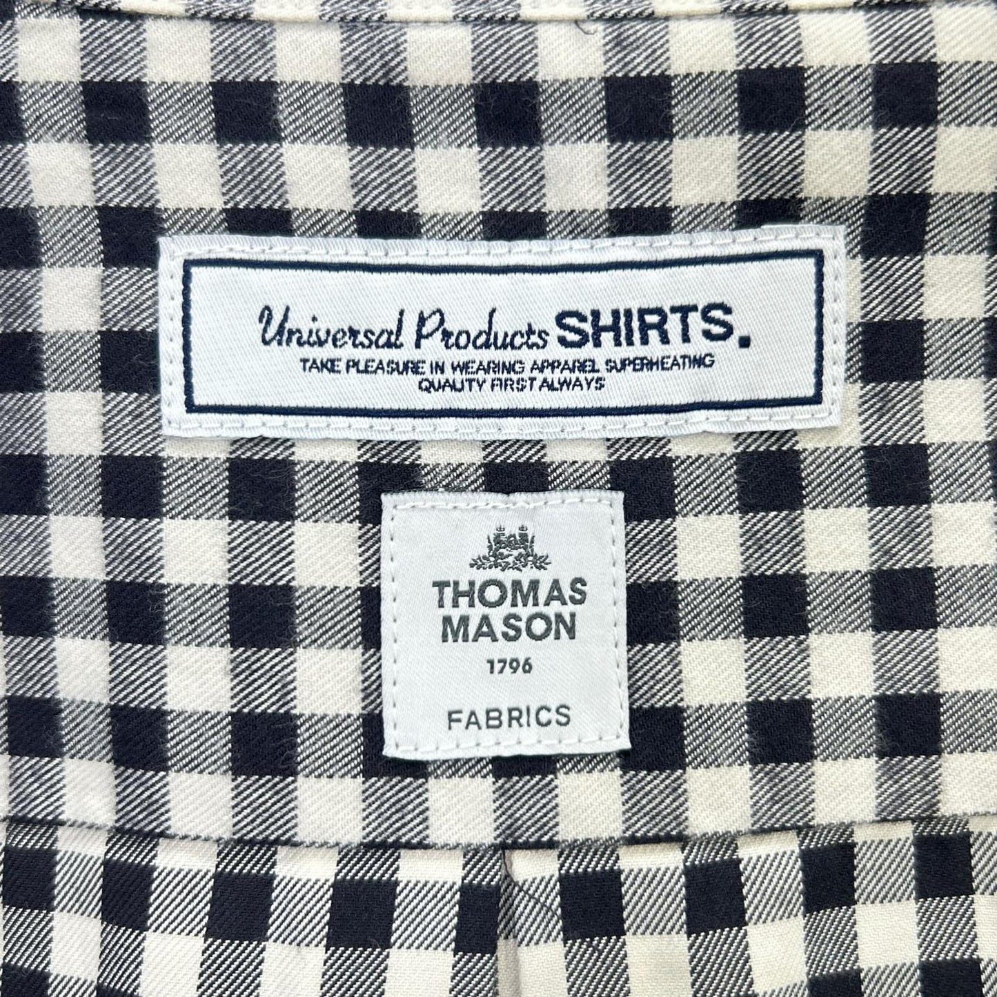 UNIVERSAL PRODUCTS ユニバーサルプロダクツ ブラック×ホワイト トーマスメイソン ブロックチェックネル レギュラーシャツ トップス