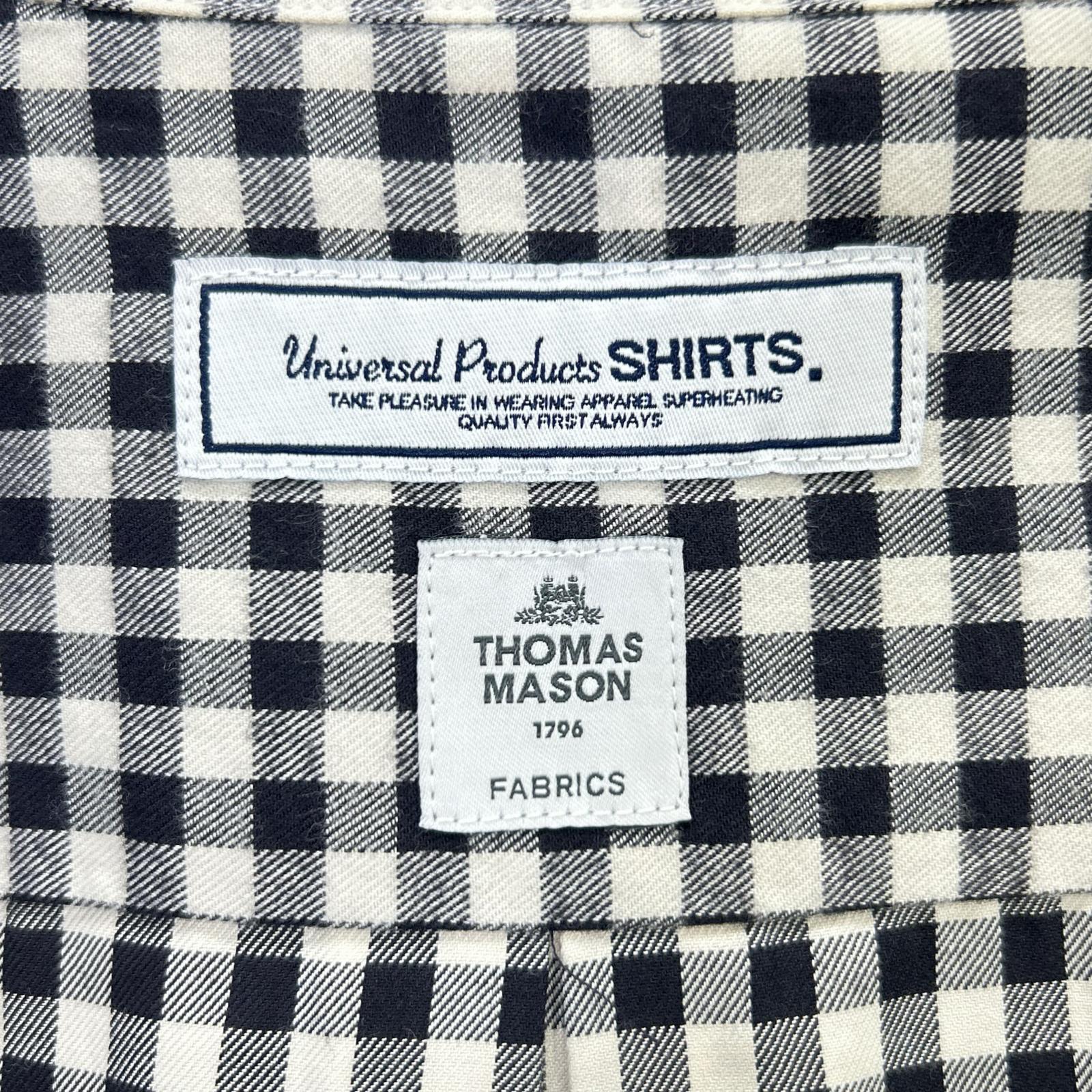 UNIVERSAL PRODUCTS ユニバーサルプロダクツ ブラック×ホワイト トーマスメイソン ブロックチェックネル レギュラーシャツ トップス
