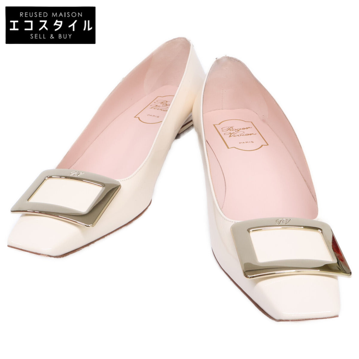 RogerVivier ロジェヴィヴィエ 【美品】RVW00700920D1P9997 ベルヴィヴィエパテントレザーメタルバックルキトン パンプス シューズ