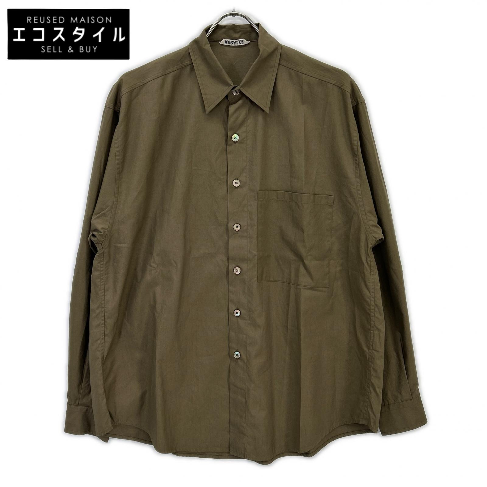 AURALEE オーラリー A24AS02TN 24AW 卡其色 WASHED FINX 斜纹大衬衫 长袖衬衫 上衣