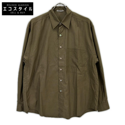 AURALEE オーラリー A24AS02TN 24AW 卡其色 WASHED FINX 斜纹大衬衫 长袖衬衫 上衣