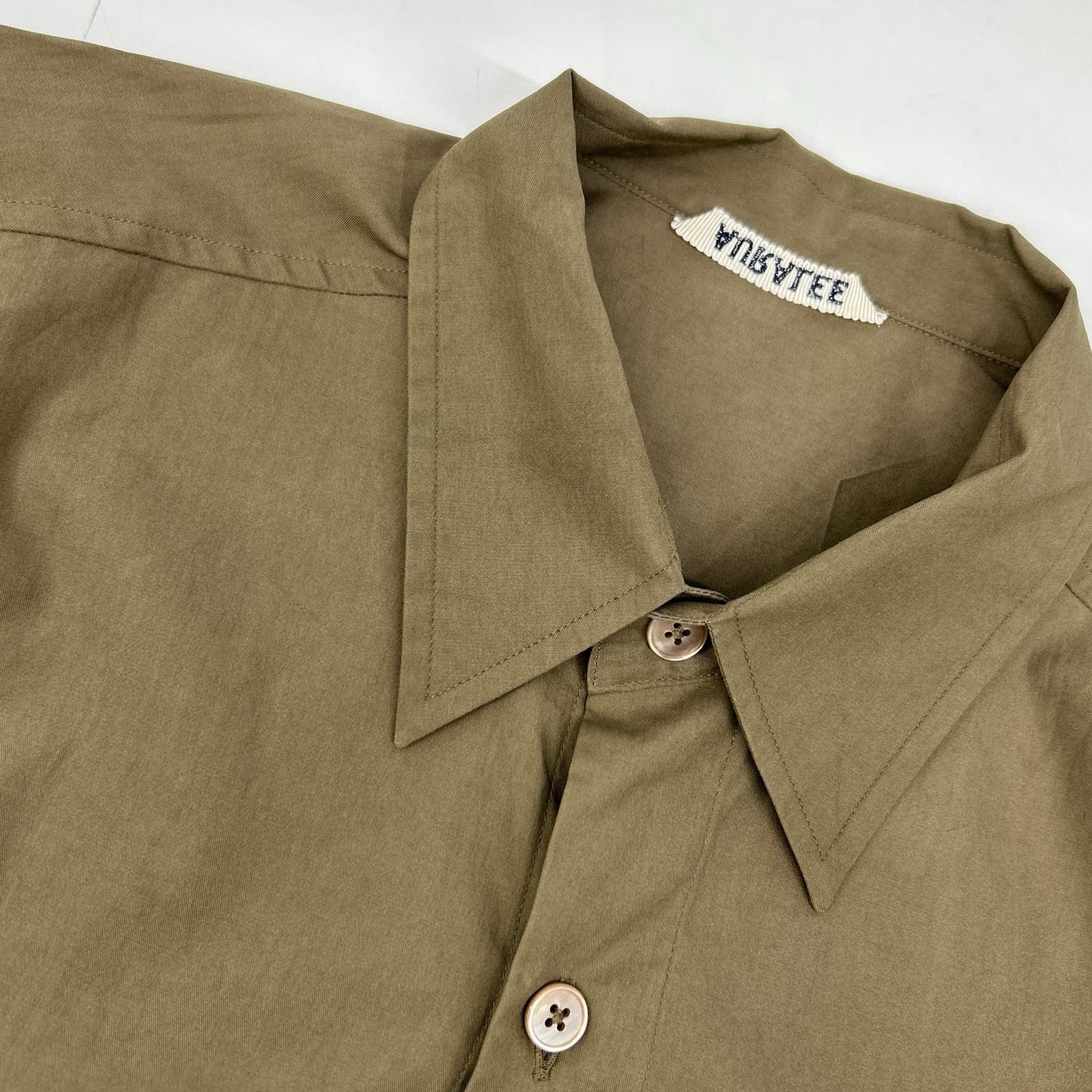 AURALEE オーラリー A24AS02TN 24AW 卡其色 WASHED FINX 斜纹大衬衫 长袖衬衫 上衣