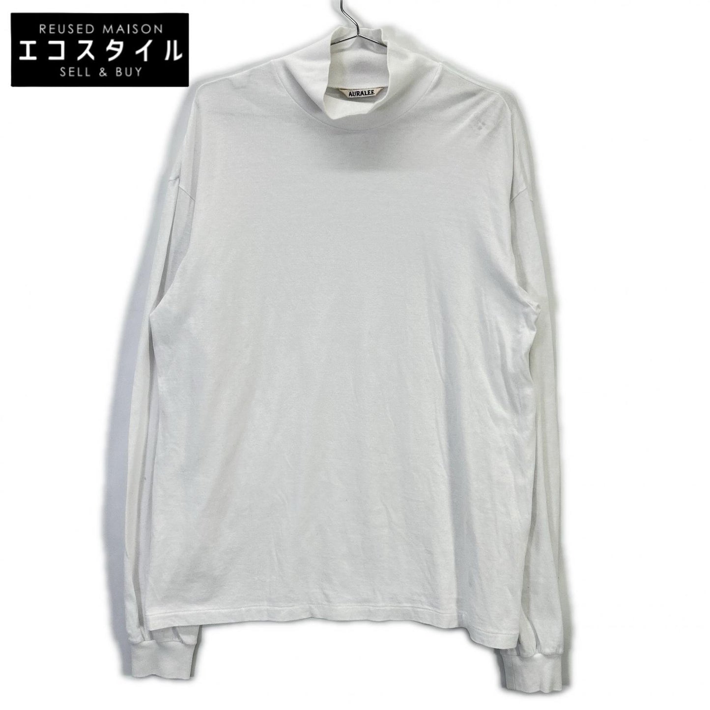 AURALEE オーラリー A22AP03ST 22AW ホワイト コットン100 SEAMLESS HI NECK L/S TEE カットソー トップス
