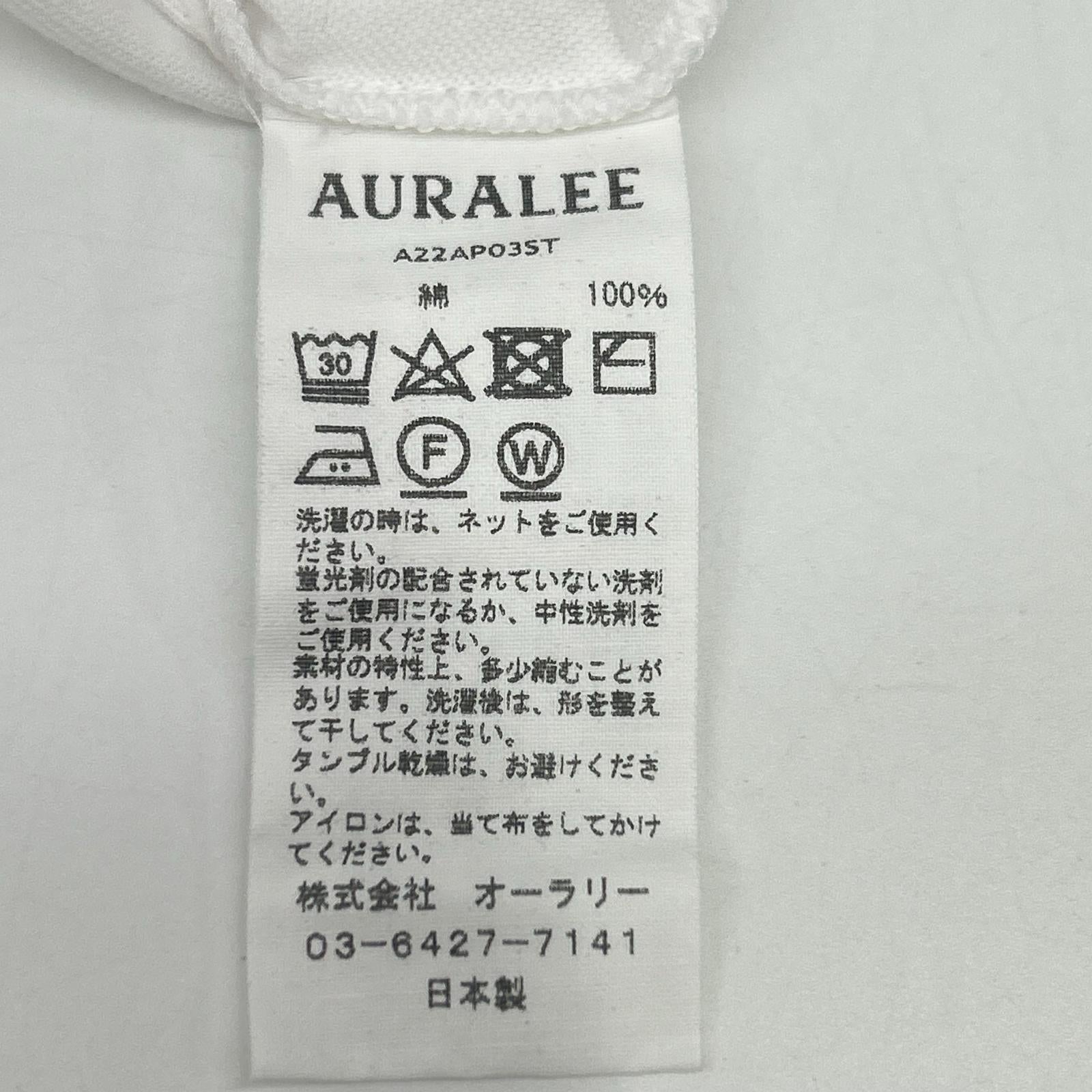 AURALEE オーラリー A22AP03ST 22AW ホワイト コットン100 SEAMLESS HI NECK L/S TEE カットソー トップス
