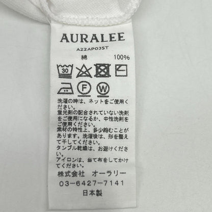 AURALEE オーラリー A22AP03ST 22AW ホワイト コットン100 SEAMLESS HI NECK L/S TEE カットソー トップス