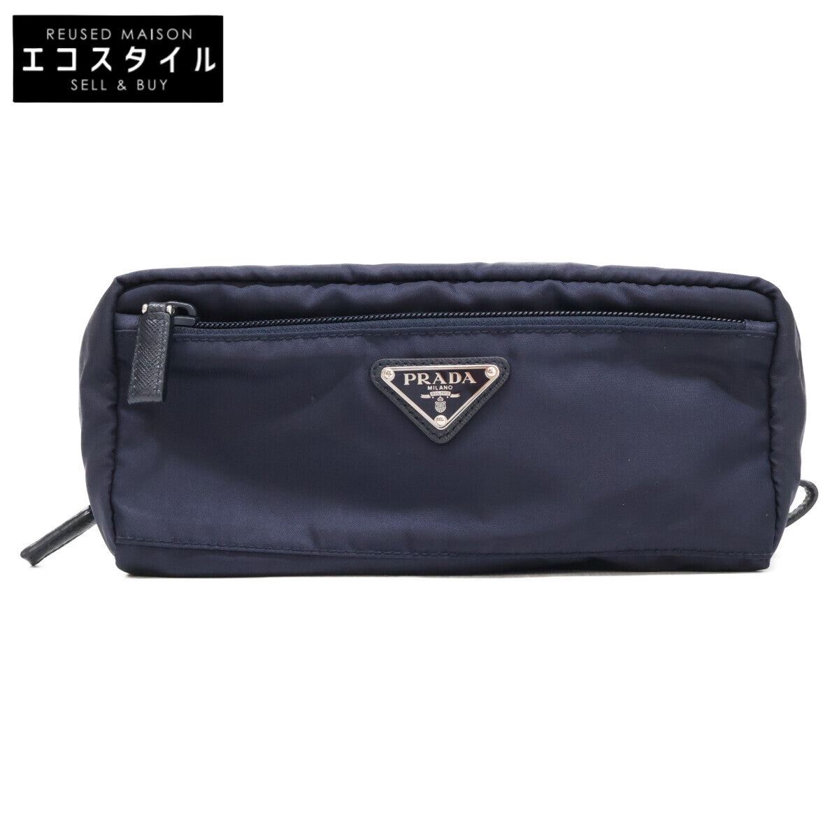 PRADA プラダ 2NA028 ナイロン/レザー トライアングルロゴプレート トラベル ポーチ