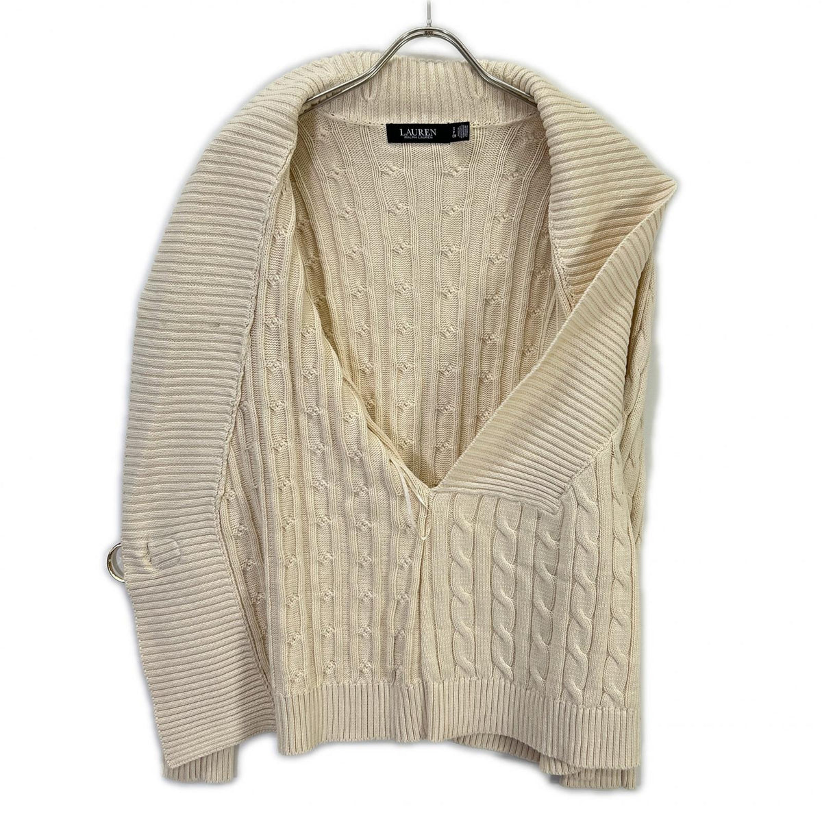 LAUREN RALPH LAUREN ローレン ラルフローレン アイボリー バックルド コットン セーター トップス