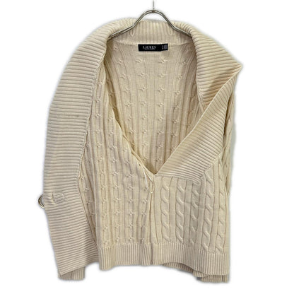 LAUREN RALPH LAUREN ローレン ラルフローレン アイボリー バックルド コットン セーター トップス