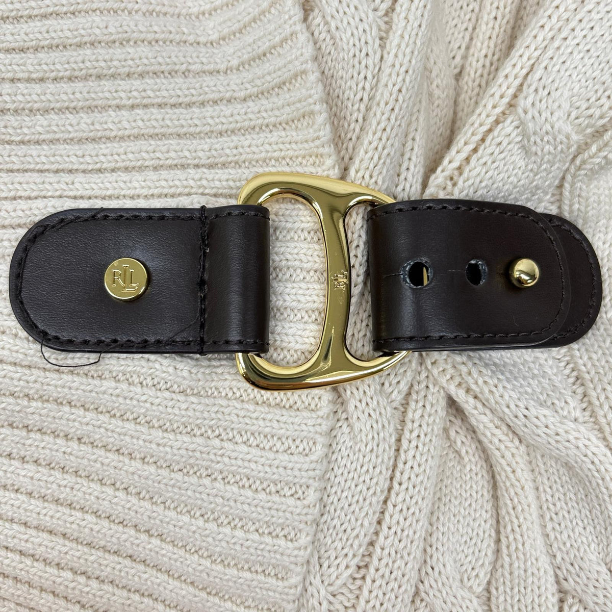 LAUREN RALPH LAUREN ローレン ラルフローレン アイボリー バックルド コットン セーター トップス