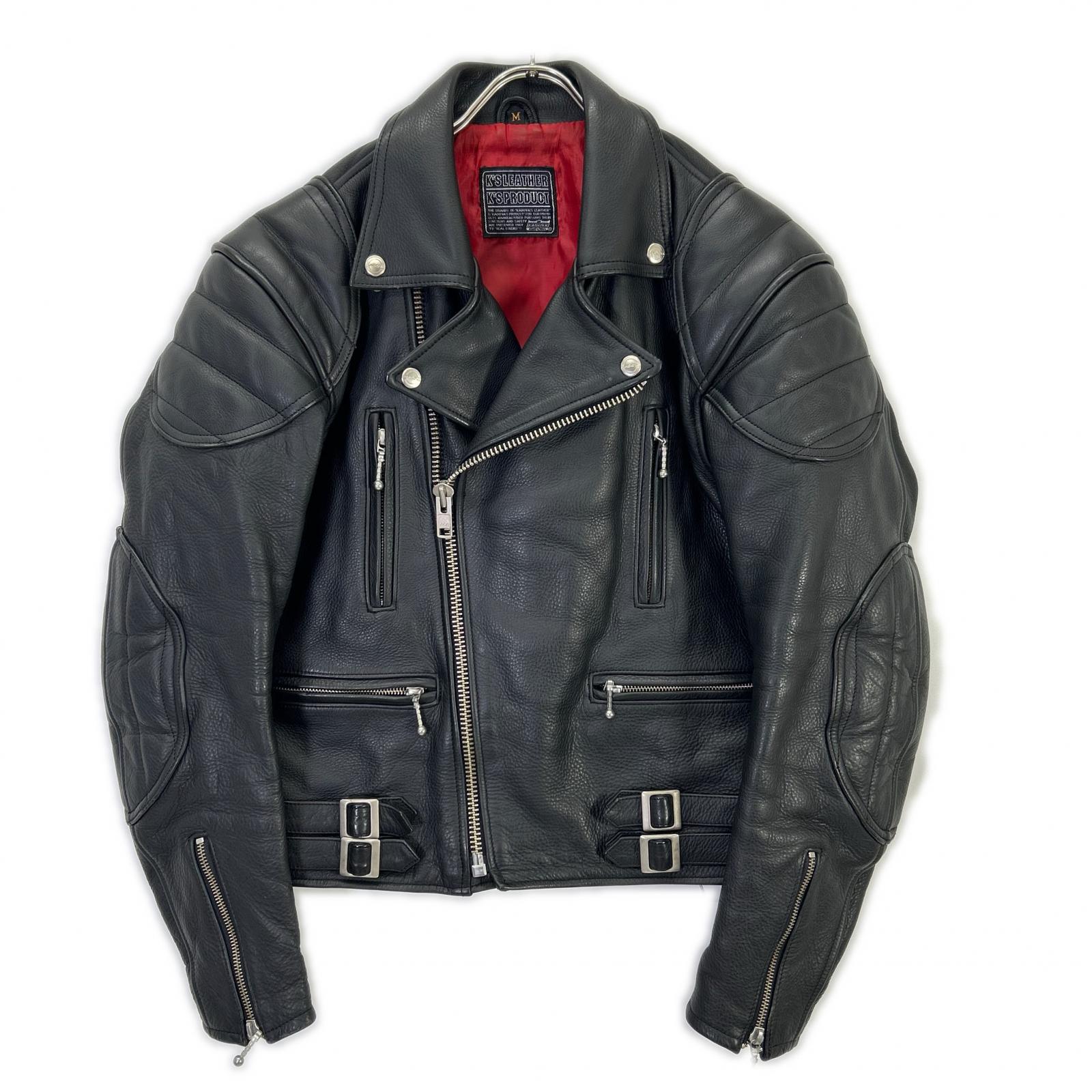 K'S LEATHER】ﾌﾞﾗｯｸ 牛革 肩肘ﾊﾟｯﾄﾞ付き ﾀﾞﾌﾞﾙﾗｲﾀﾞｰｽｼﾞｬｹｯﾄ ジャケット