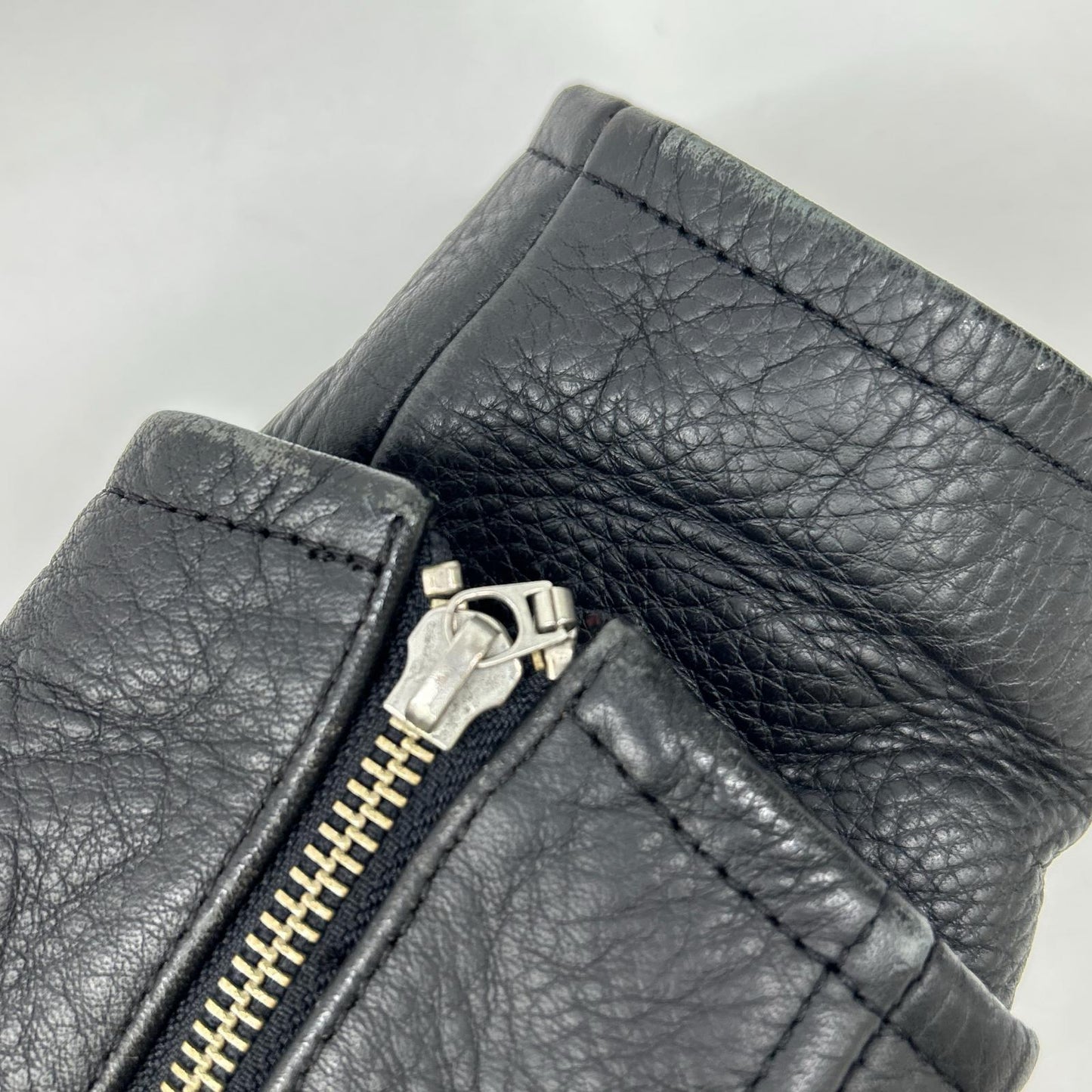 【K'S LEATHER】黑色 牛皮 肩肘带护垫 双排扣机车夹克 M 男士