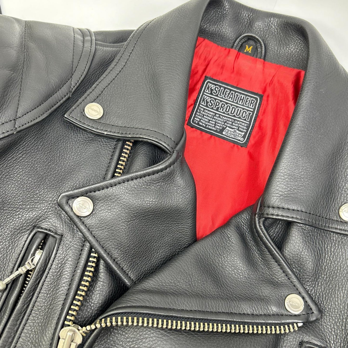 KADOYA カドヤ 【K'S LEATHER】ブラック 牛革 肩肘パッド付き ダブルライダースジャケット ジャケット