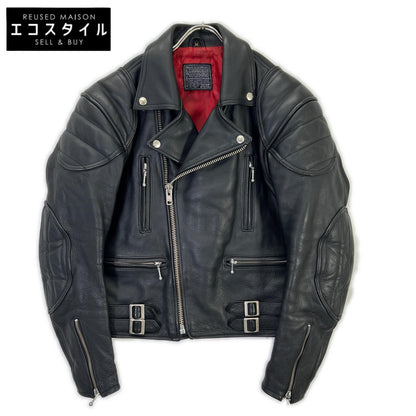 【K'S LEATHER】黑色 牛皮 肩肘带护垫 双排扣机车夹克 M 男士