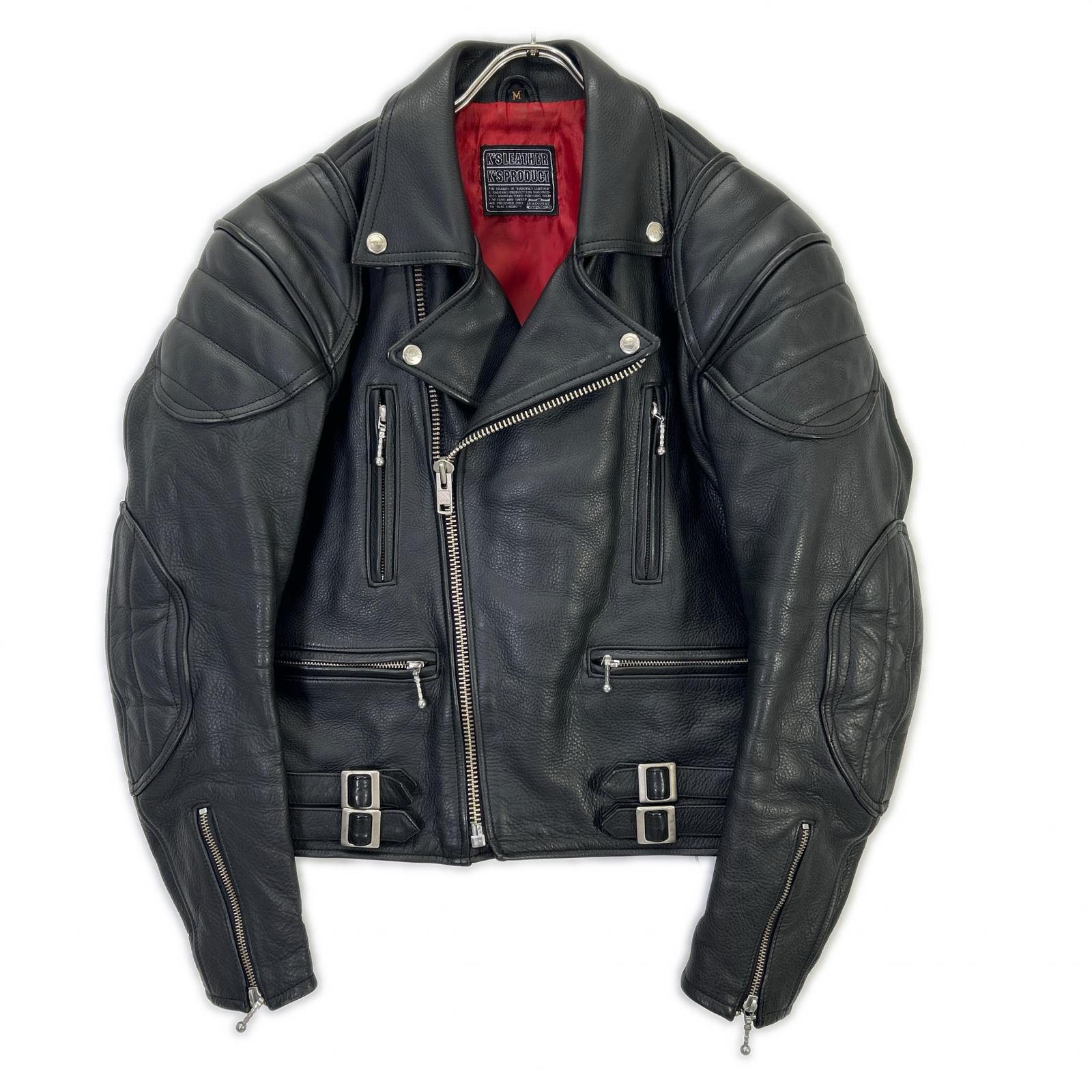 KADOYA カドヤ 【K'S LEATHER】ブラック 牛革 肩肘パッド付き ダブルライダースジャケット ジャケット