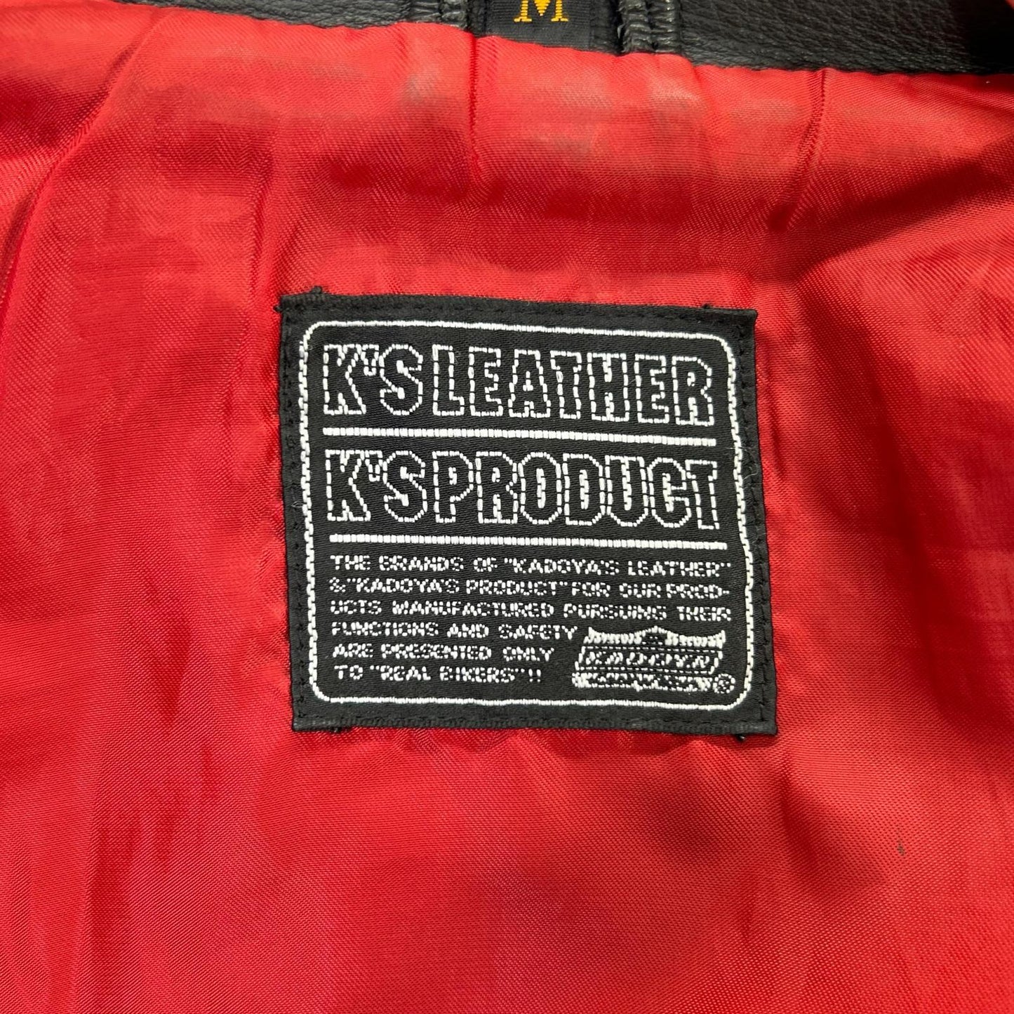 【K'S LEATHER】黑色 牛皮 肩肘带护垫 双排扣机车夹克 M 男士