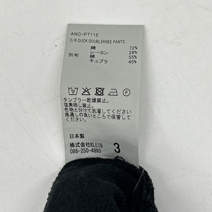 ANCELLM アンセルム 26SS ANC-PT112 黑色 C/R DUCK DOUBLEKNEE PANTS/鸭绒双层膝盖长裤 下装