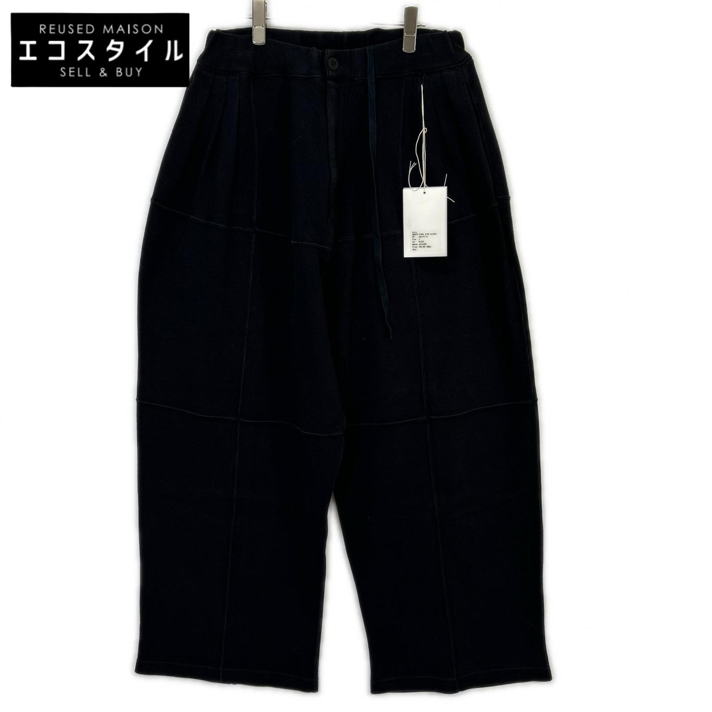 ANCELLM ANC-PT110 Black SMOOTH PANEL WIDE SLACKS Bottoms