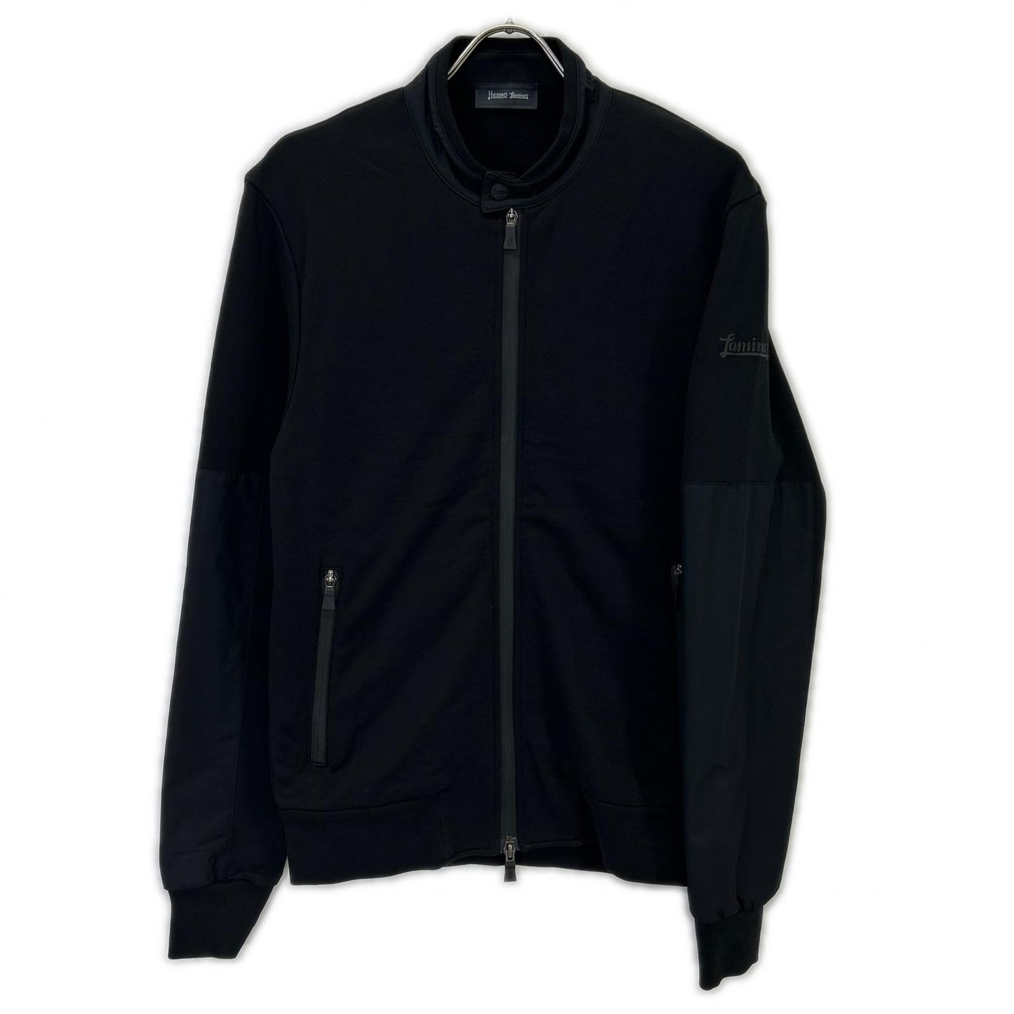 HERNO 赫尔诺 JC002UL-50017 Laminar系列 黑色 棉质尼龙拼接 拉链运动夹克 上衣