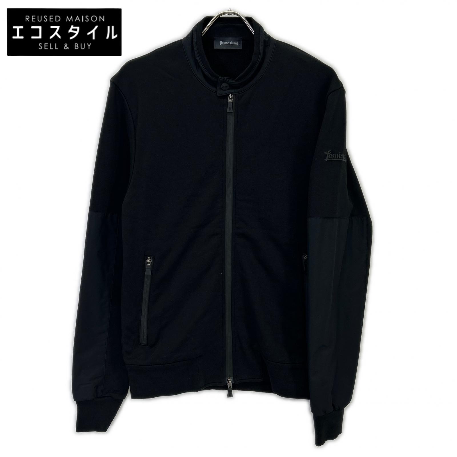 HERNO 赫尔诺 JC002UL-50017 Laminar系列 黑色 棉质尼龙拼接 拉链运动夹克 上衣