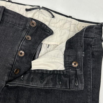 YPU037 ROBUSTO/Robust Wash Black Button Fly Denim Chino Pants Bottoms 31 Men's