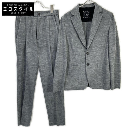 51BA419J Gray Cotton Blend 2B Tailored Jacket/Center Press Pants Setup Suit Setup M Men's
