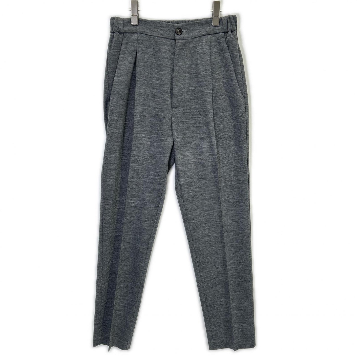 51BA419J Gray Cotton Blend 2B Tailored Jacket/Center Press Pants Setup Suit Setup M Men's