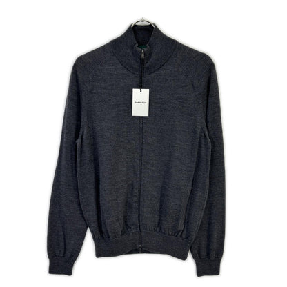 812512 ZR274 gray virgin wool stand collar zip knit cardigan top 48 men's