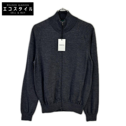 812512 ZR274 gray virgin wool stand collar zip knit cardigan top 48 men's