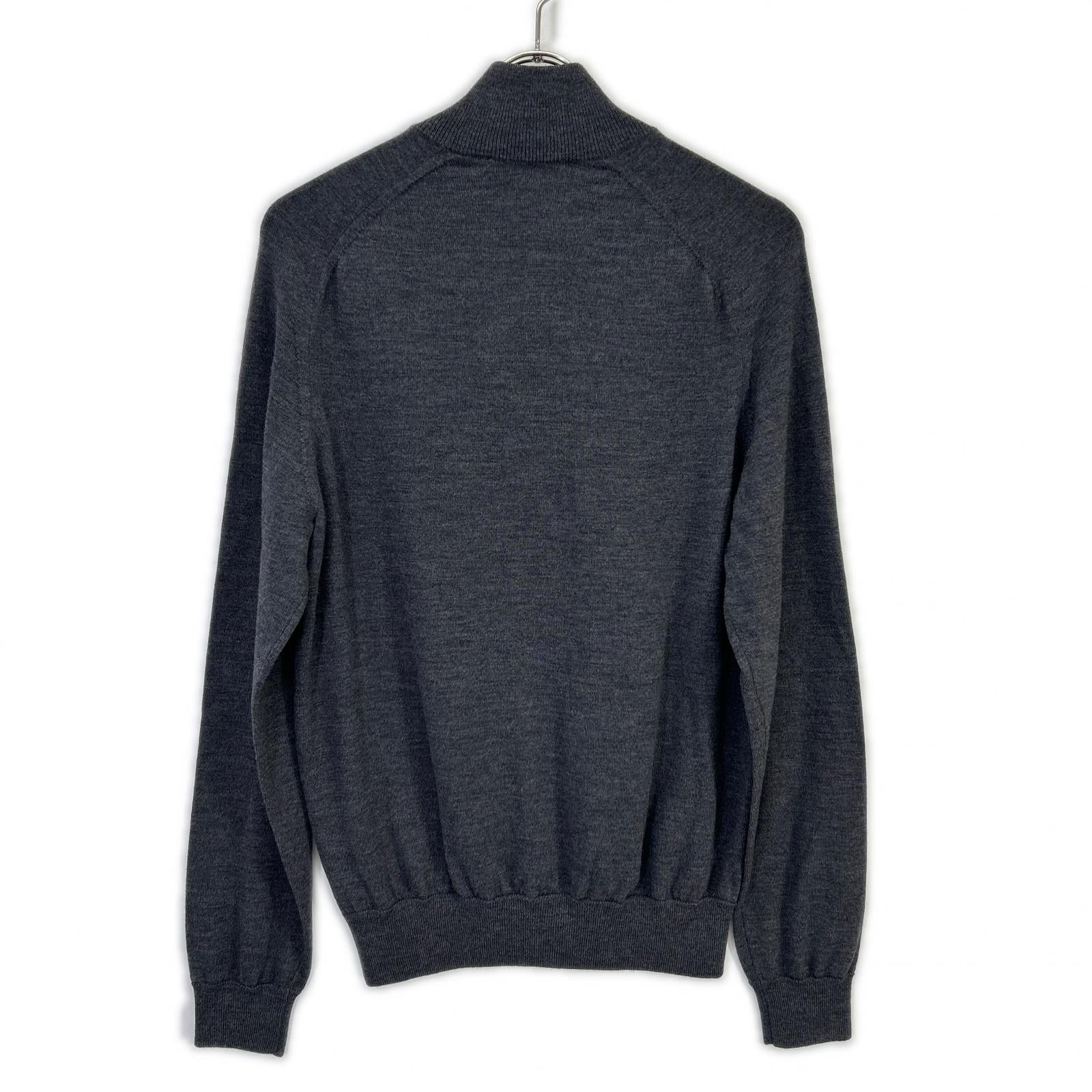 812512 ZR274 gray virgin wool stand collar zip knit cardigan top 48 men's