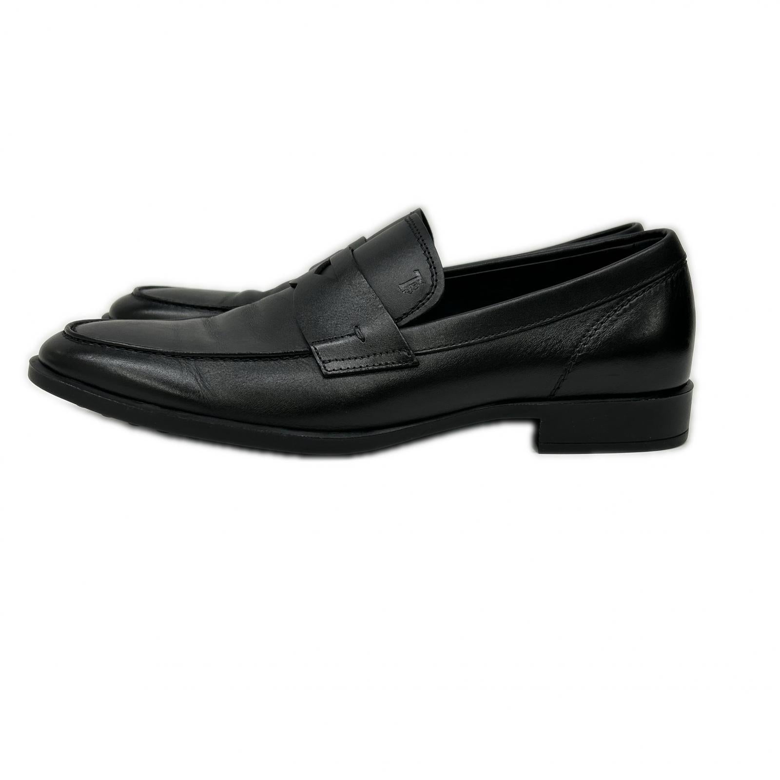 TOD'S トッズ 【美品】エンボスロゴ レザー コインローファー シューズ