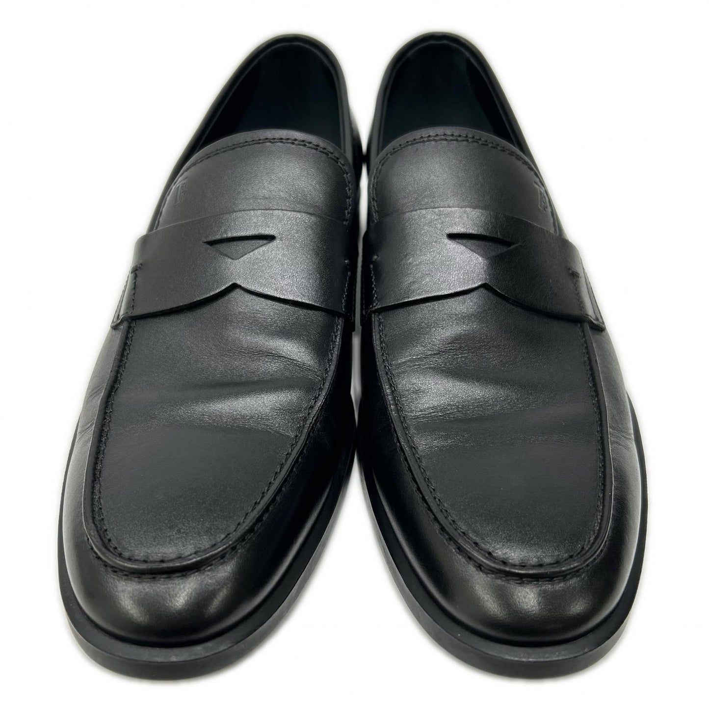 TOD'S トッズ 【美品】エンボスロゴ レザー コインローファー シューズ