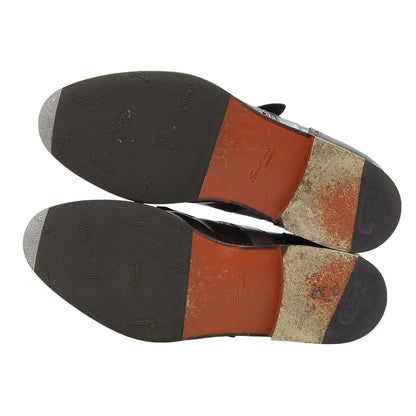 SANTONI サントーニ ブラウン×グレー ウィングチップ キルトモンクストラップ ドレスシューズ メンズ 6 1/2 シューズ