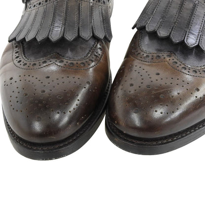 SANTONI サントーニ ブラウン×グレー ウィングチップ キルトモンクストラップ ドレスシューズ メンズ 6 1/2 シューズ
