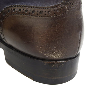 SANTONI サントーニ ブラウン×グレー ウィングチップ キルトモンクストラップ ドレスシューズ メンズ 6 1/2 シューズ