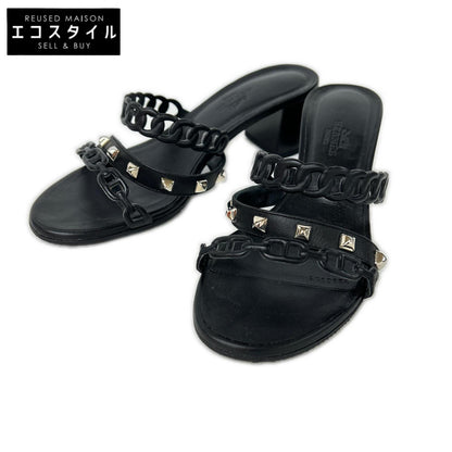 HERMES エルメス 【美品】201068Z アジャッチオ メドールスタッズ シェーヌダンクル レザーサンダル シューズ