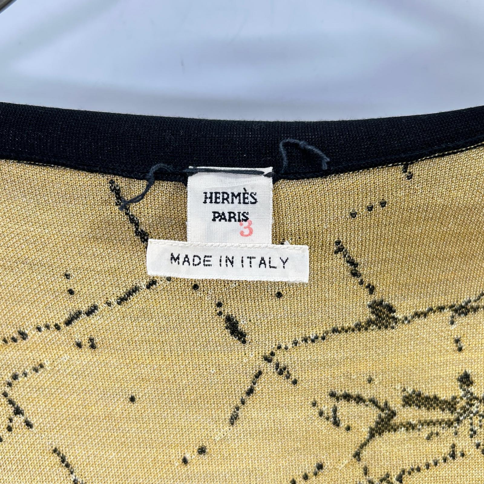 HERMES 爱马仕 Lemaire时期 黑色×黄色 100%真丝 环形袖 开衫 上衣