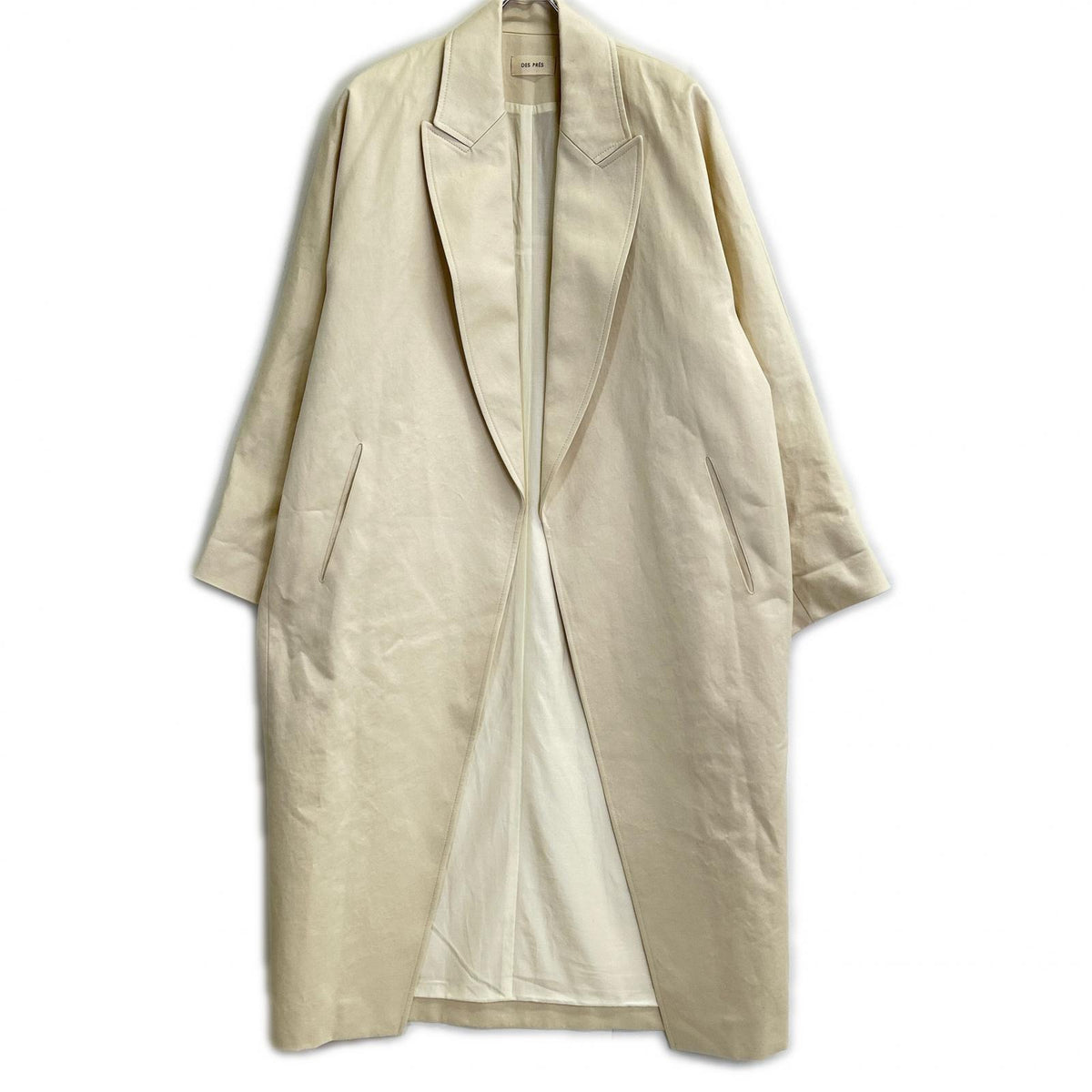 DES PRES Des Prés 25SS 22085108008 Ivory cotton-satin overcoat Coat